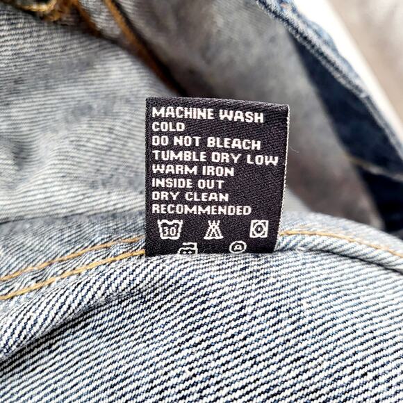 Eighty Eight Blue Denim Jean Don't Trip Stay Trippy Trucker Jacket Men's Size L - Picture 12 of 12